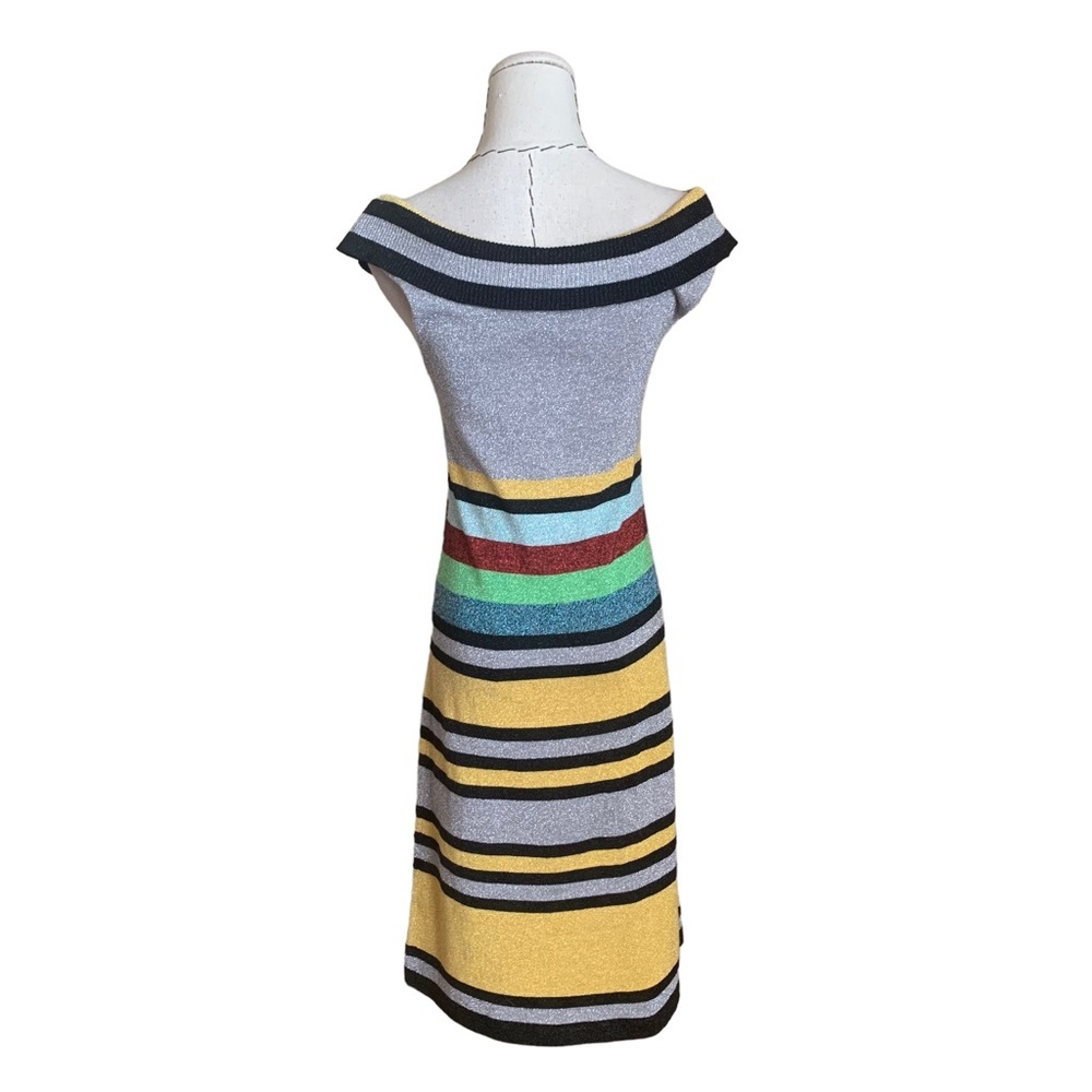 Vintage Y2k 2007 L.A.M.B. Metallic Stripe Knit Sweater Dress Gwen Stefani Medium - Picture 4 of 7